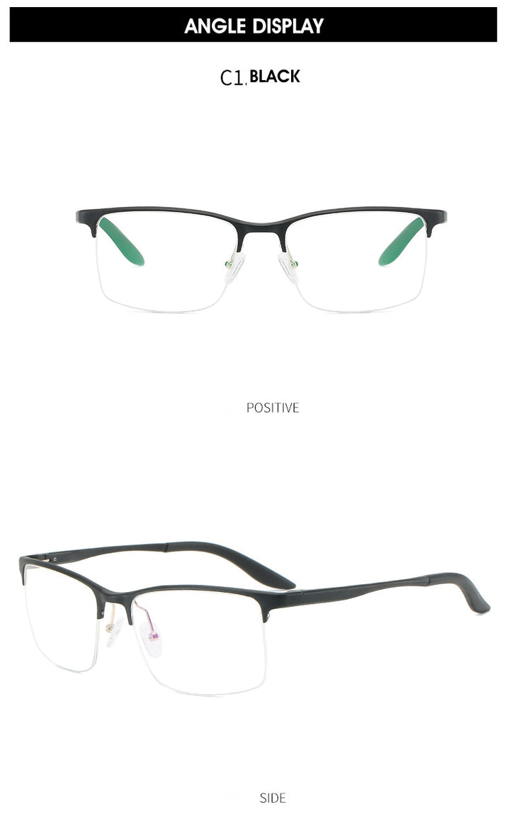 Hdcrafter Men's Semi Rim Square TR 90 Titanium Frame Eyeglasses P6325 Semi Rim Hdcrafter Eyeglasses