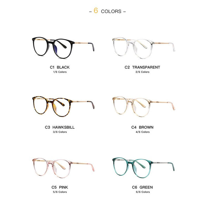 Hotochki Women's Full Rim Round TR-90 Resin Alloy Frame Eyeglasses 2055 Full Rim Hotochki