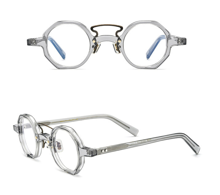Gatenac Unisex Full Rim Round Acetate Double Bridge Frame Eyeglasses Gxyj706 Full Rim Gatenac