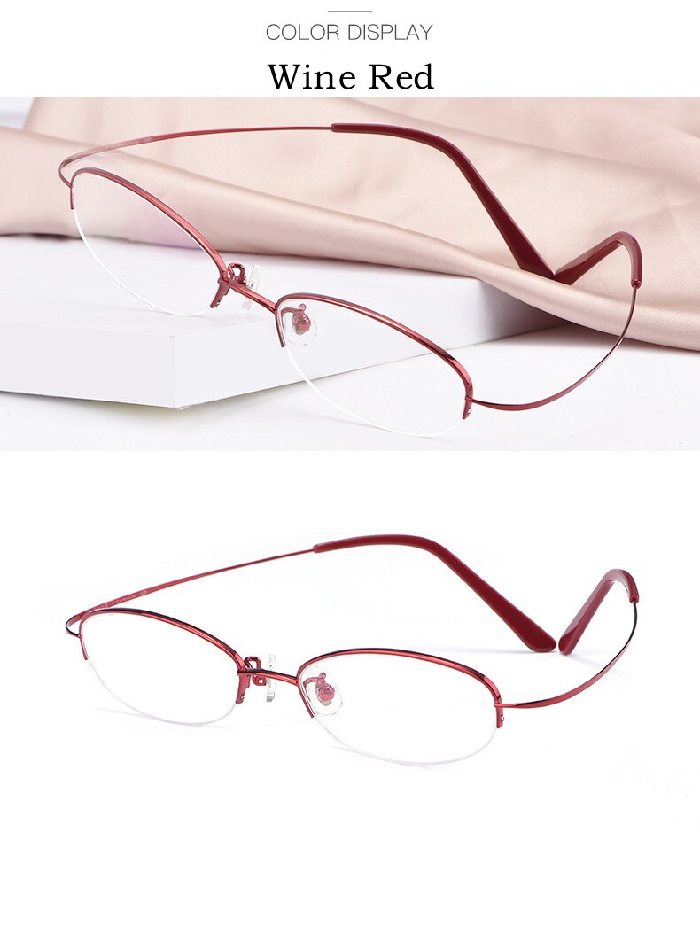 Yimaruili Women's Semi Rim Titanium Frame Eyeglasses T9276 Semi Rim Yimaruili Eyeglasses