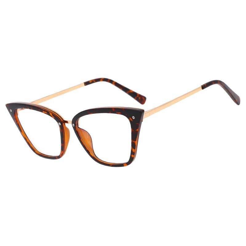 CCspace Unisex Full Rim Square Cat Eye Tr 90 Titanium Frame Eyeglasses 53384 Full Rim CCspace leopard