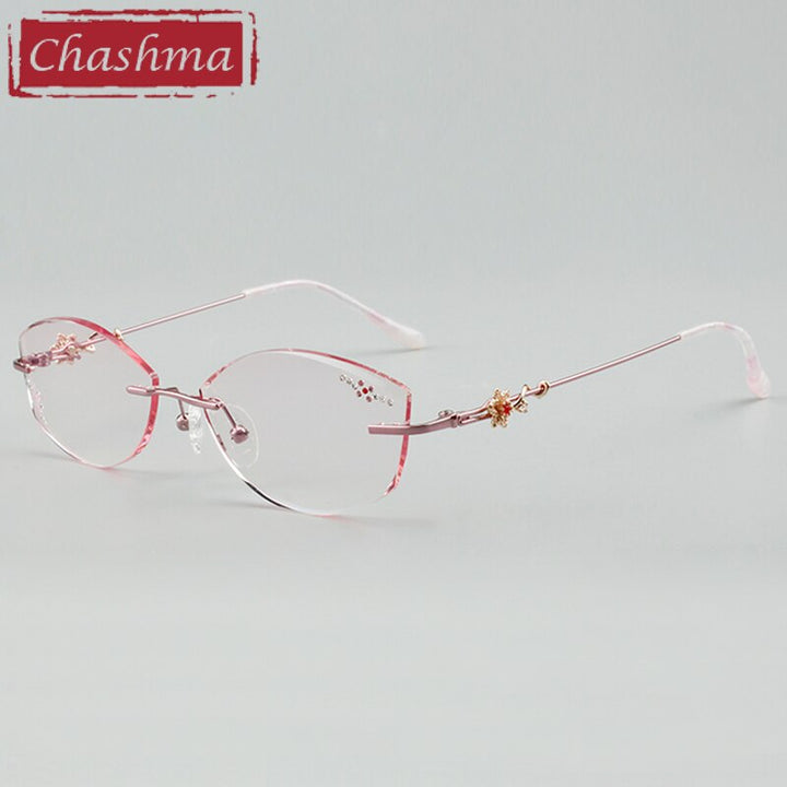 Women's Rimless Diamond Cut Tinted Lens Eyeglasses Titanium Frame 2789 Rimless Chashma   