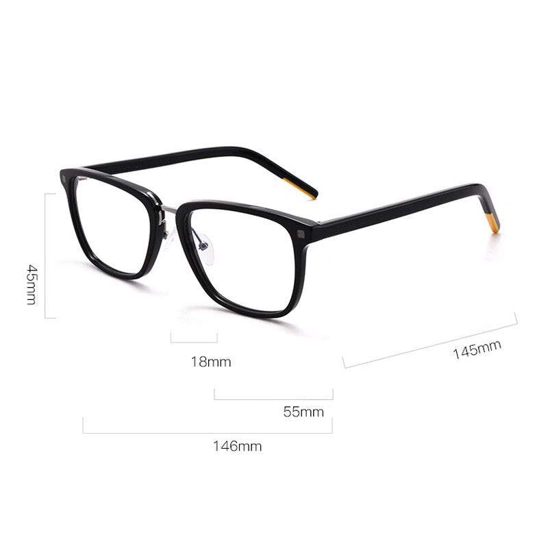 Gatenac Unisex Full Rim Square Acetate Frame Eyeglasses Gxyj312 Full Rim Gatenac