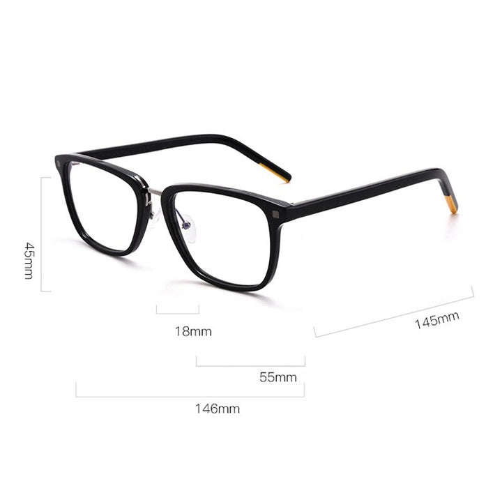 Gatenac Unisex Full Rim Square Acetate Frame Eyeglasses Gxyj312 Full Rim Gatenac