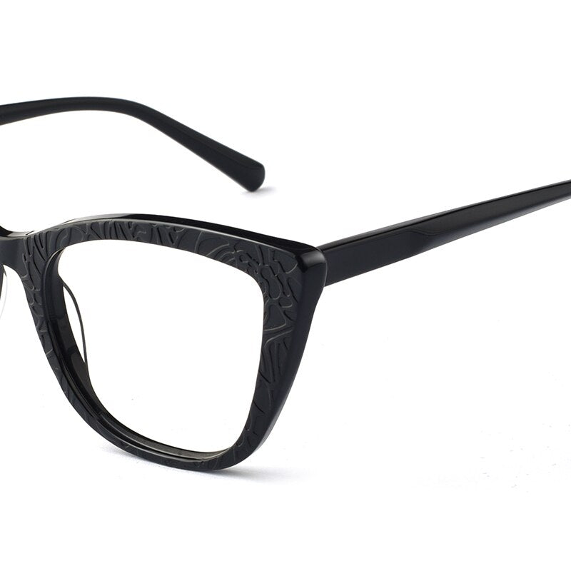 Hotochki Women's Full Rim Cat Eye TR-90 Resin Acetate Frame Eyeglasses Z508 Full Rim Hotochki