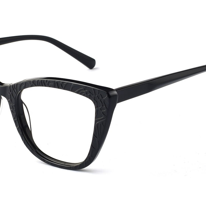 Hotochki Women's Full Rim Cat Eye TR-90 Resin Acetate Frame Eyeglasses Z508 Full Rim Hotochki
