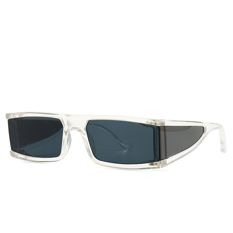 CCspace Unisex Full Rim Rectangle Resin Goggle Frame Sunglasses 46198 Sunglasses CCspace Sunglasses C6 clear gray