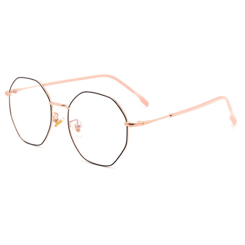 Hotony Unisex Full Rim Polygon Alloy Frame Spring Hinge Eyeglasses D879 Full Rim Hotony