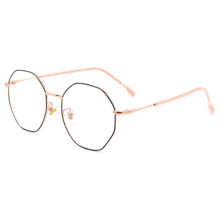 Hotony Unisex Full Rim Polygon Alloy Frame Spring Hinge Eyeglasses D879 Full Rim Hotony