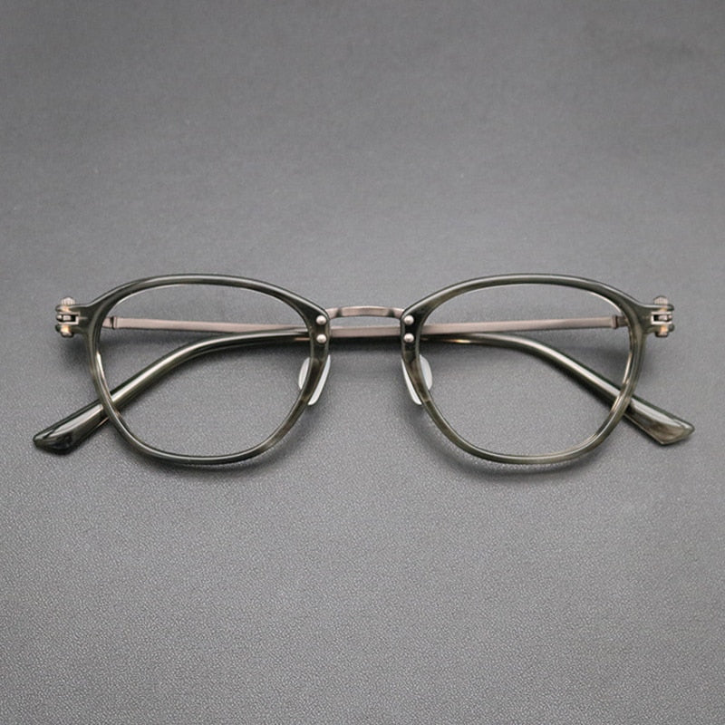 Gatenac Unisex Full Rim Square Titanium Acetate Frame Eyeglasses Gxyj697 Full Rim Gatenac Green Tortoise