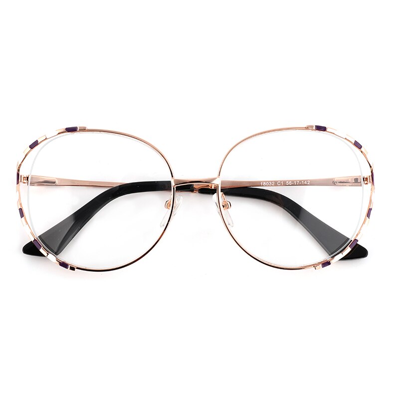 Laoyehui Women's Eyeglasses Alloy Frame Oversize Round 18032 Full Rim Laoyehui C1