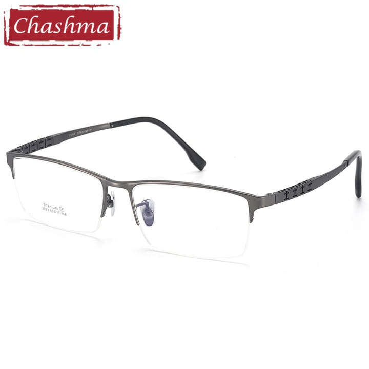 Chashma Men's Rectangular Semi Rim Titanium Eyeglasses 2022 Semi Rim Chashma