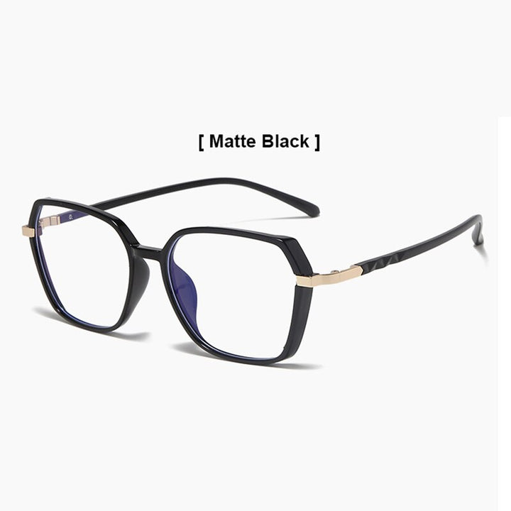 Hotony Women's Full Rim Geometric Acetate Frame Eyeglasses 1530 Full Rim Hotony Matte Black