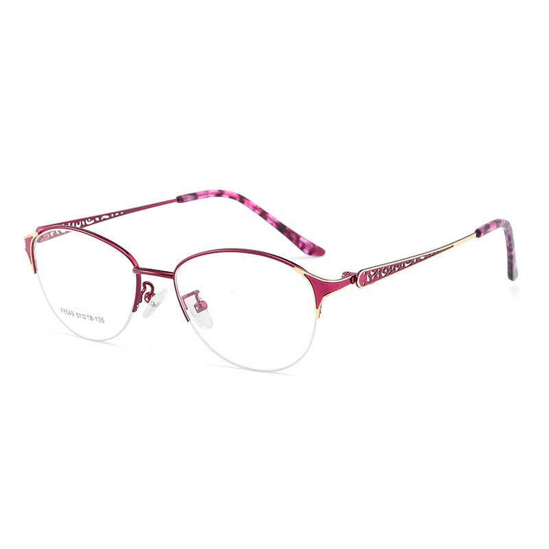 Hotony Women's Semi Rim Oval Alloy Eyeglasses F6049 Semi Rim Hotony