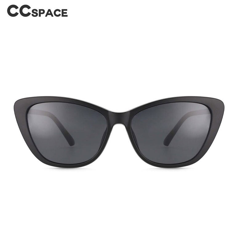 CCspace Unisex Full Rim Cat Eye Tr 90 Titanium Eyeglasses Clip On Sunglasses 53880 With Clip Ons CCspace