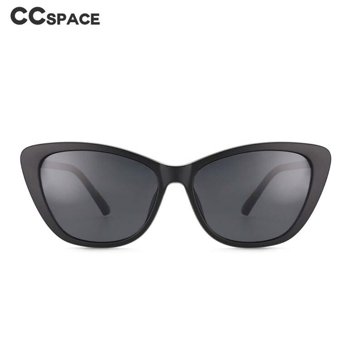 CCspace Unisex Full Rim Cat Eye Tr 90 Titanium Eyeglasses Clip On Sunglasses 53880 With Clip Ons CCspace