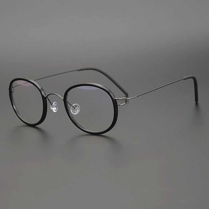 Gatenac Unisex Full Rim Round Screwless Titanium Frame Eyeglasses Gxyj267 Full Rim Gatenac