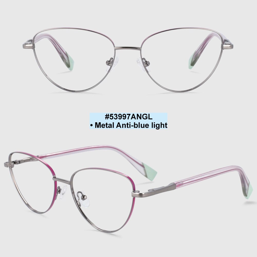CCspace Women's Full Rim Cat Eye Alloy Frame Eyeglasses 53997 Full Rim CCspace gun pink