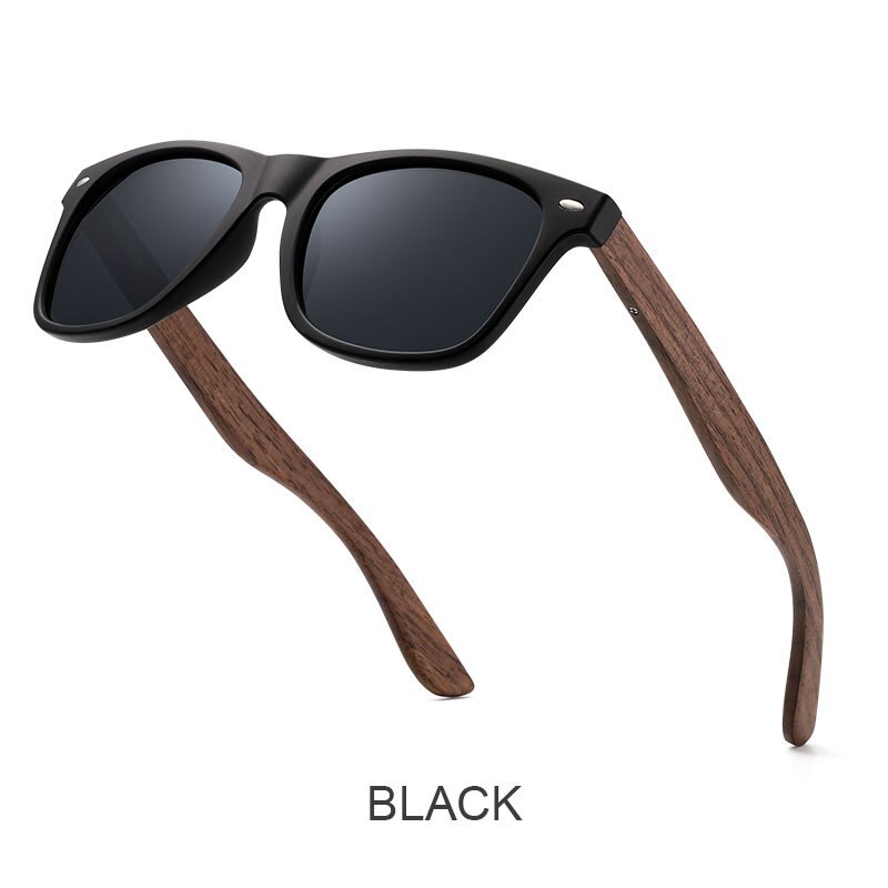 Yimaruili Men's Full Rim Wood Resin Frame HD Polarized Sunglasses 8004 Sunglasses Yimaruili Sunglasses Black  