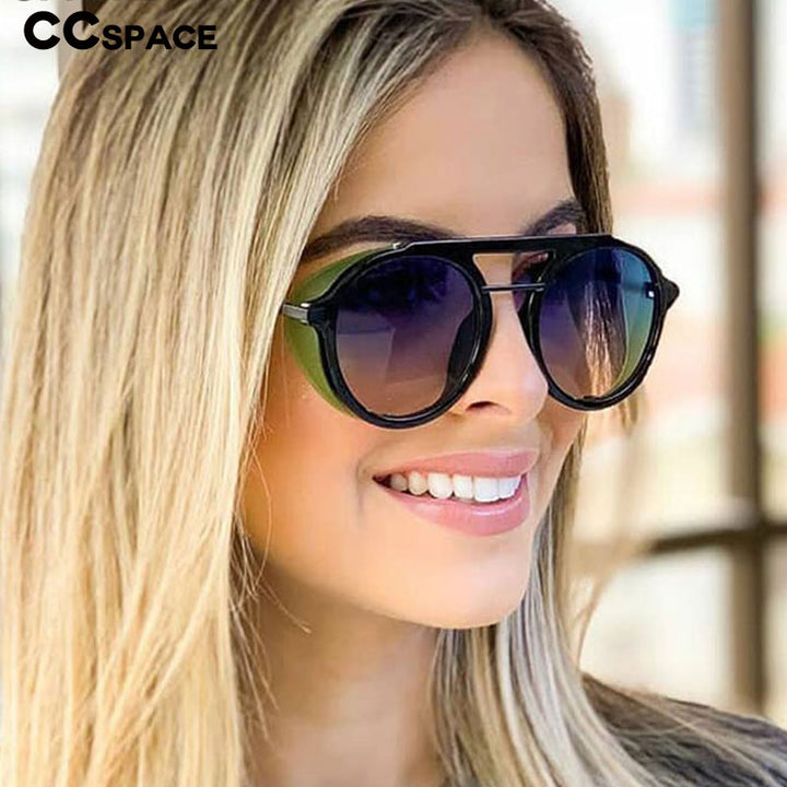 CCspace Unisex Full Rim Round Resin Steampunk Frame Sunglasses 46122 Sunglasses CCspace Sunglasses