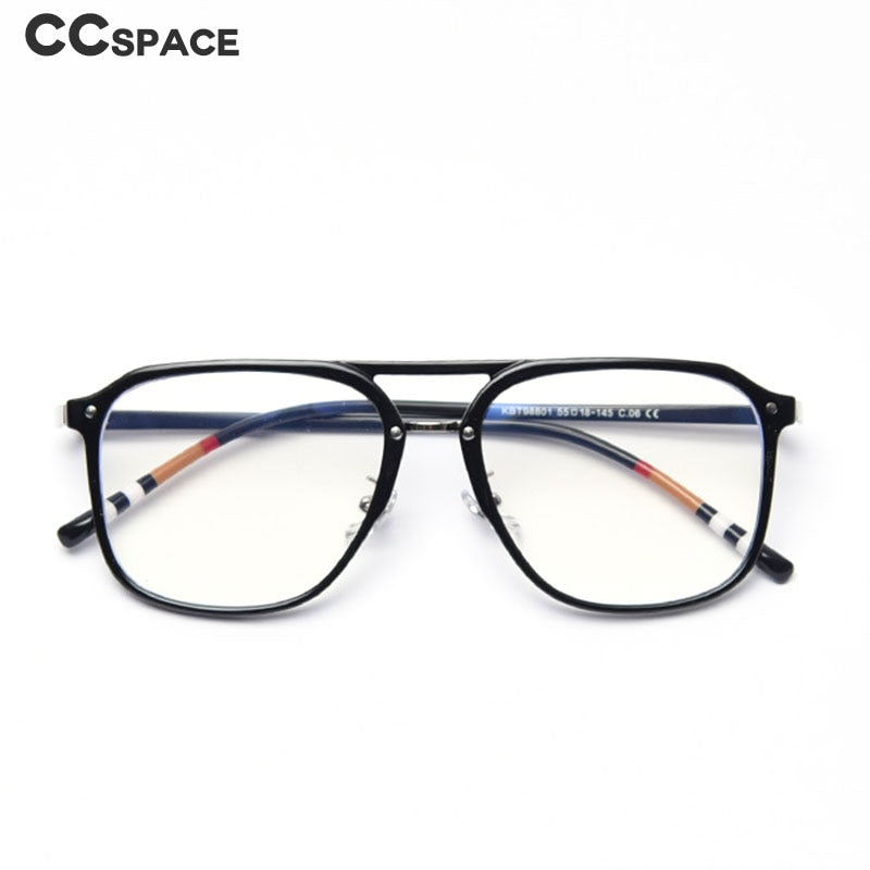 CCspace Women's Full Rim Square Tr 90 Titanium Double Bridge Frame Eyeglasses 49357 Full Rim CCspace