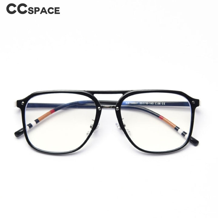 CCspace Women's Full Rim Square Tr 90 Titanium Double Bridge Frame Eyeglasses 49357 Full Rim CCspace