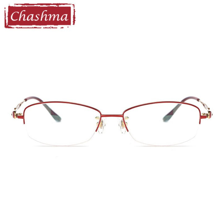 Chashma Ottica Women's Semi Rim Oval Rectangle Titanium Eyeglasses 86015 Semi Rim Chashma Ottica