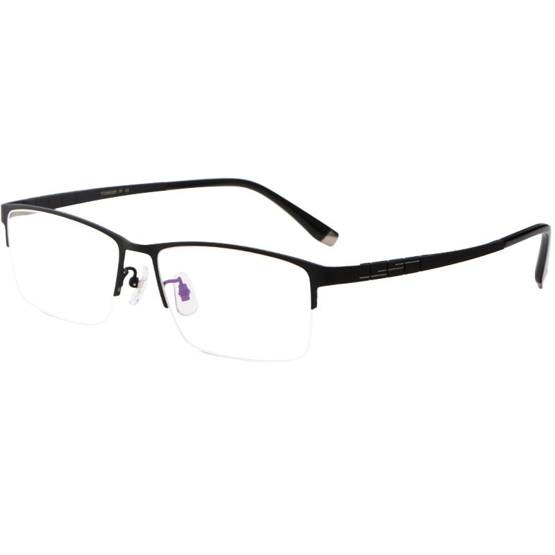 Yimaruili Men's Semi Rim Titanium Rectangular Frame Eyeglasses HT0186 Semi Rim Yimaruili Eyeglasses