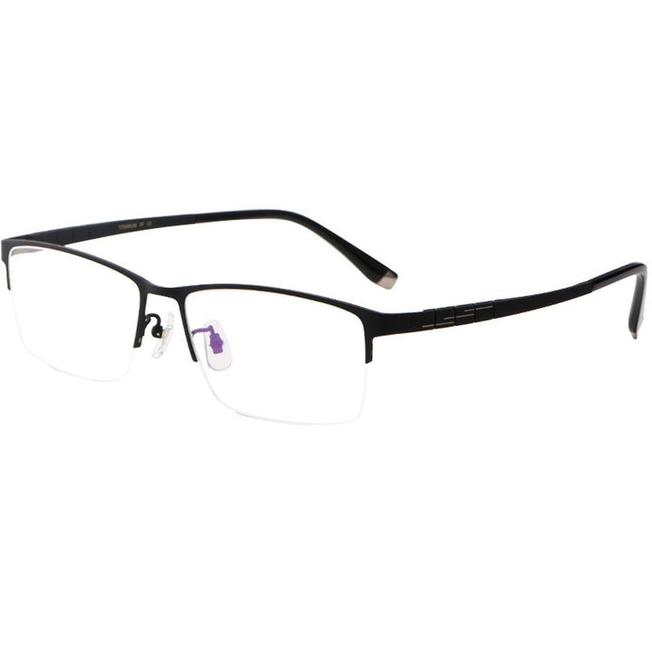 Yimaruili Men's Semi Rim Titanium Rectangular Frame Eyeglasses HT0186 Semi Rim Yimaruili Eyeglasses