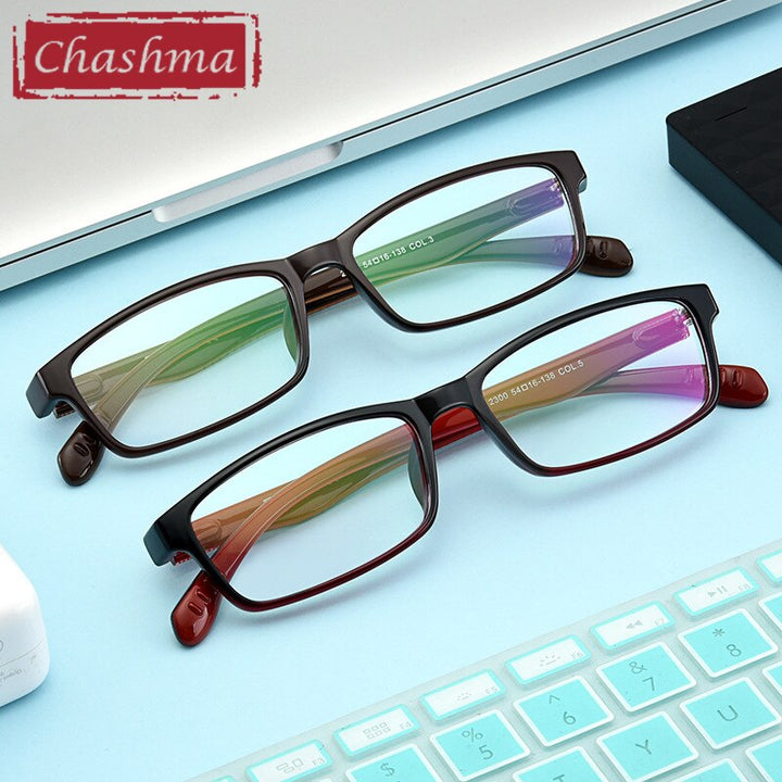 Chashma Men's Full Rim TR 90 Resin Titanium Rectangle Frame Eyeglasses 2300 Full Rim Chashma