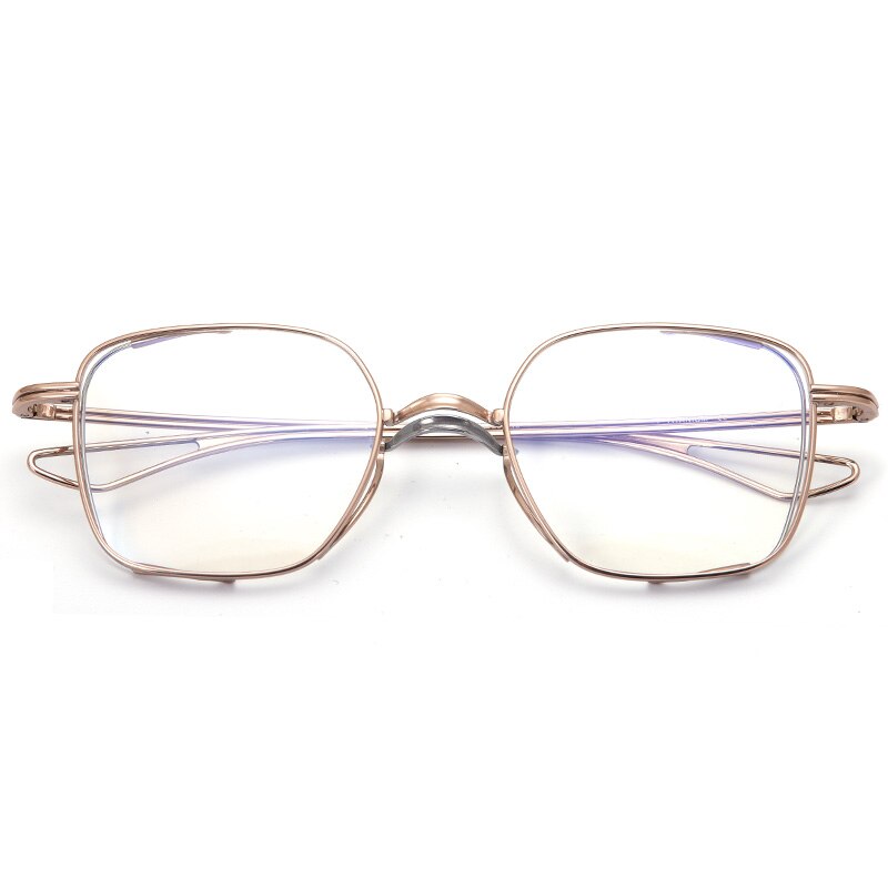 Muzz Unisex Full Rim Square Titanium Frame Eyeglasses T7024 Full Rim Muzz Rose Gold