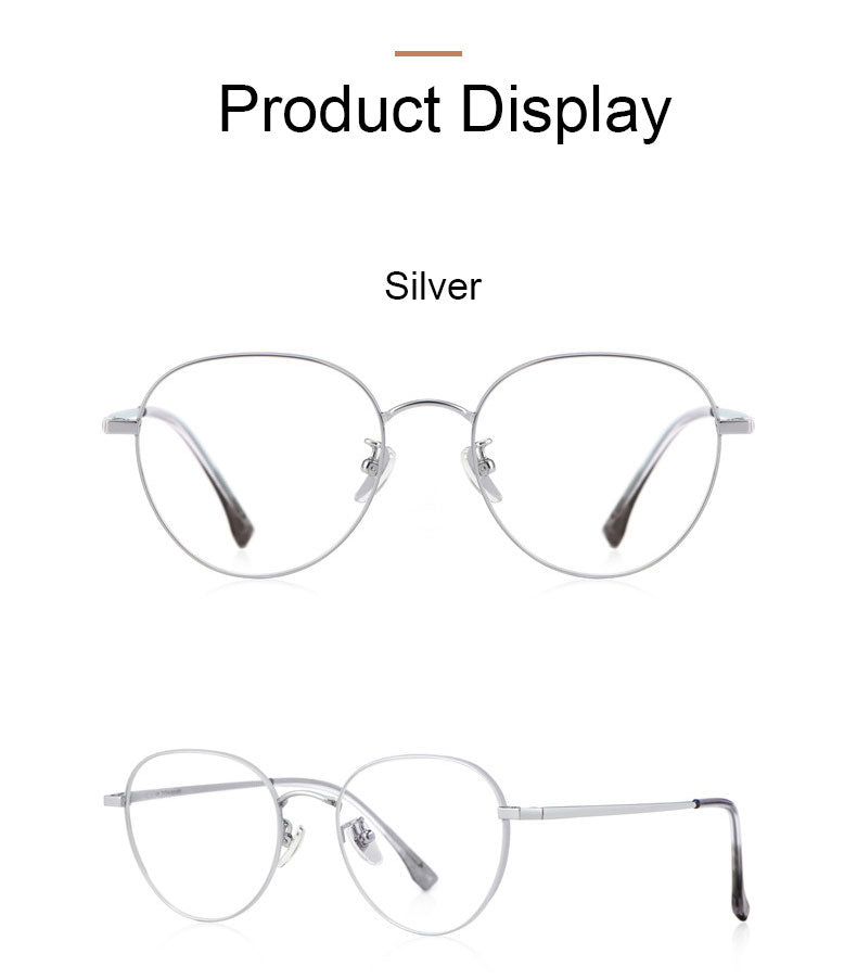 Hotony Women's Full Rim Round Beta Titanium Frame Spring Hinge Eyeglasses T3927 Full Rim Hotony