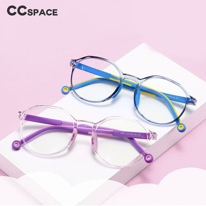 CCspace Children's Unisex Full Rim Round Tr 90 Titanium Frame Eyeglasses 49529 Full Rim CCspace