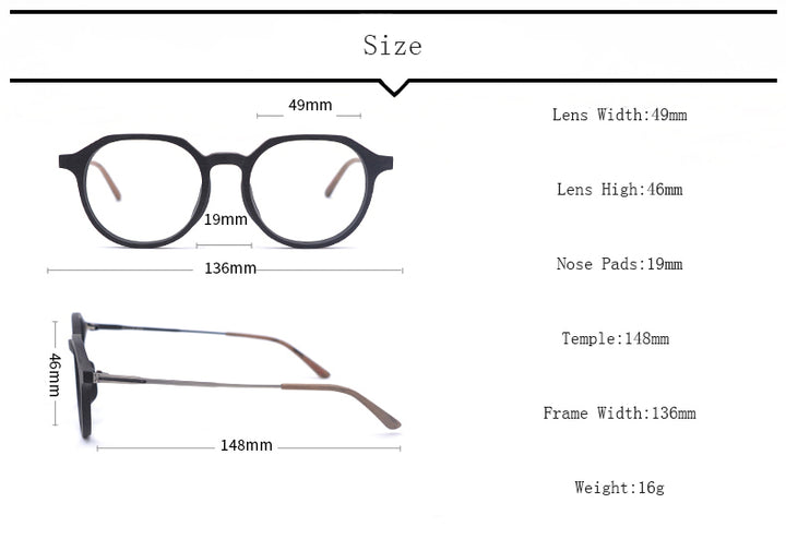 Hdcrafter Unisex Full Rim Round Wood Frame Eyeglasses Ft8861 Full Rim Hdcrafter Eyeglasses