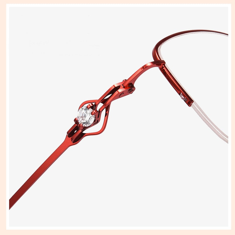 Women's Semi Rim Cat Eye Alloy Eyeglasses Hollow Temple Gm8022 Semi Rim Bclear
