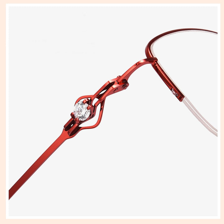 Women's Semi Rim Cat Eye Alloy Eyeglasses Hollow Temple Gm8022 Semi Rim Bclear