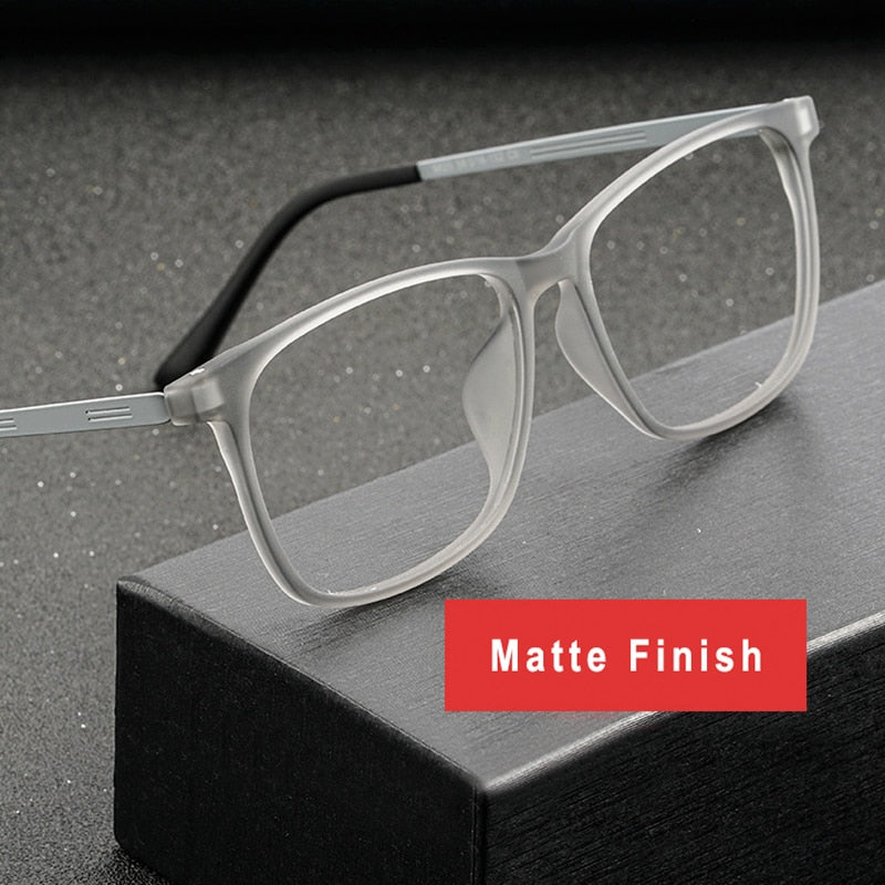 Hotony Unisex Full Rim Square TR 90 Resin B Titanium Frame Eyeglasses 9825 Full Rim Hotony
