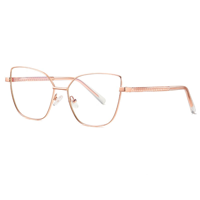 CCspace Unisex Full Rim Square Cat Eye Alloy Frame Eyeglasses 49081 Full Rim CCspace C3Rose-Gold