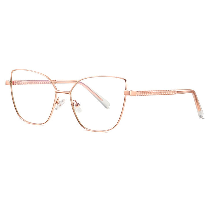 CCspace Unisex Full Rim Square Cat Eye Alloy Frame Eyeglasses 49081 Full Rim CCspace C3Rose-Gold
