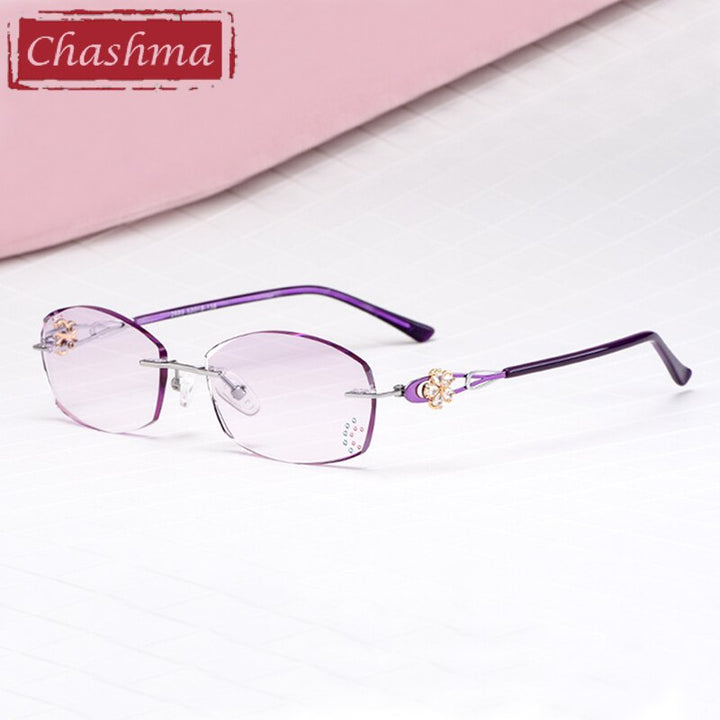 Chashma Women's Rimless Oval Titanium Eyeglasses 2889 Rimless Chashma Purple