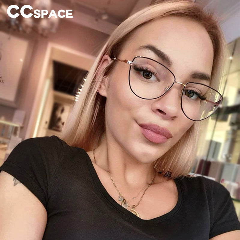 CCspace Unisex Full Rim Cat Eye Alloy Frame Eyeglasses 45969 Full Rim CCspace