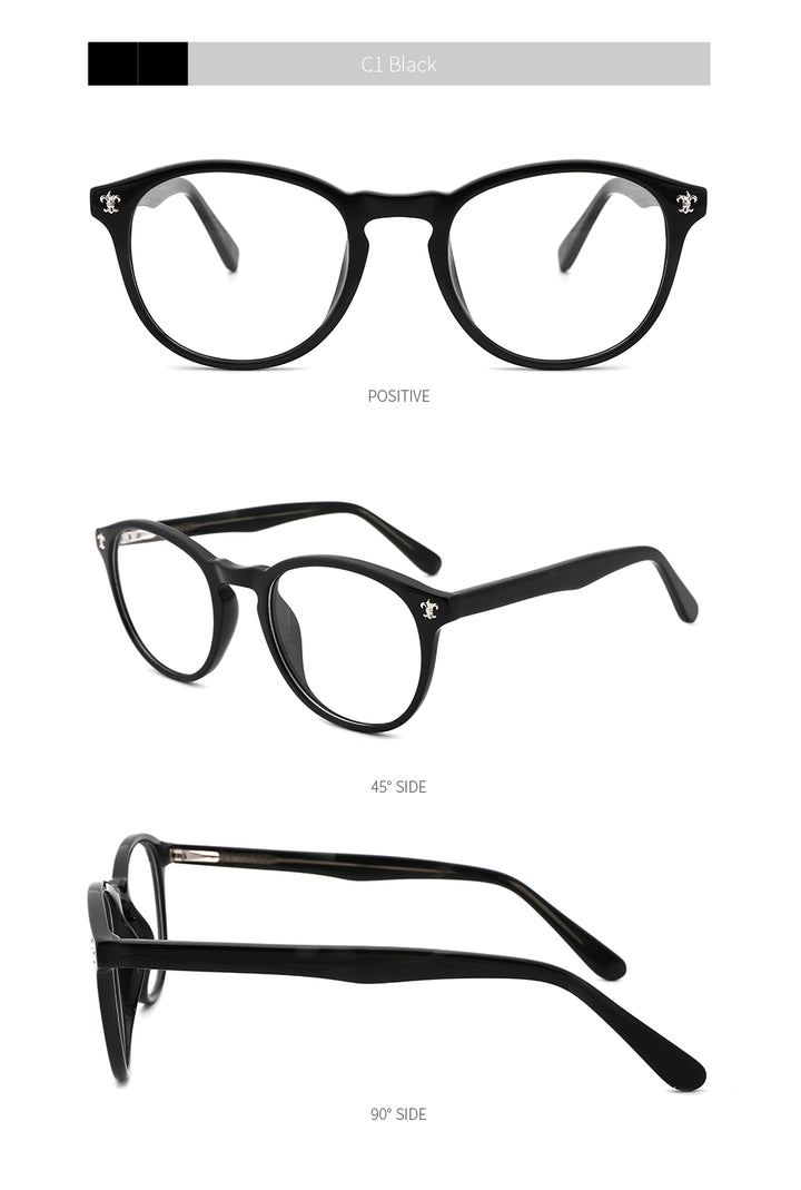 Kansept Women's Full Rim Round Injection Acetate Frame Eyeglasses Fg6003 Full Rim Kansept