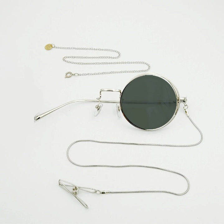 Yujo Unisex Full Rim Round Alloy Cosplay Lolita Style Monocle 2359 Monocle Yujo Silver left eye 3 China