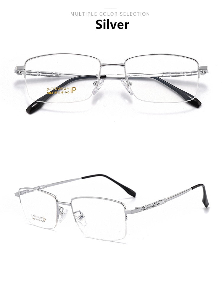 Yimaruili Men's Semi Rim β Titanium Frame Eyeglasses 1052 Semi Rim Yimaruili Eyeglasses