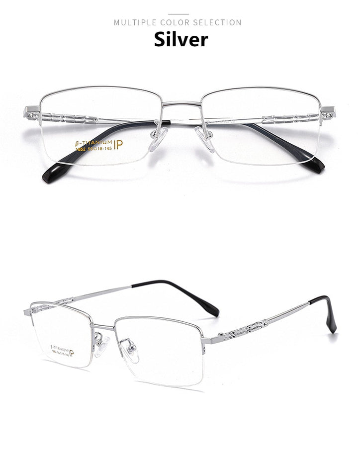 Yimaruili Men's Semi Rim β Titanium Frame Eyeglasses 1052 Semi Rim Yimaruili Eyeglasses