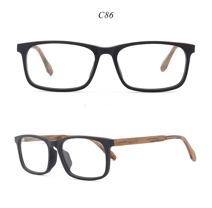 Hdcrafter Unisex Full Rim Oversized Square Wood Frame Eyeglasses 1691 Full Rim Hdcrafter Eyeglasses