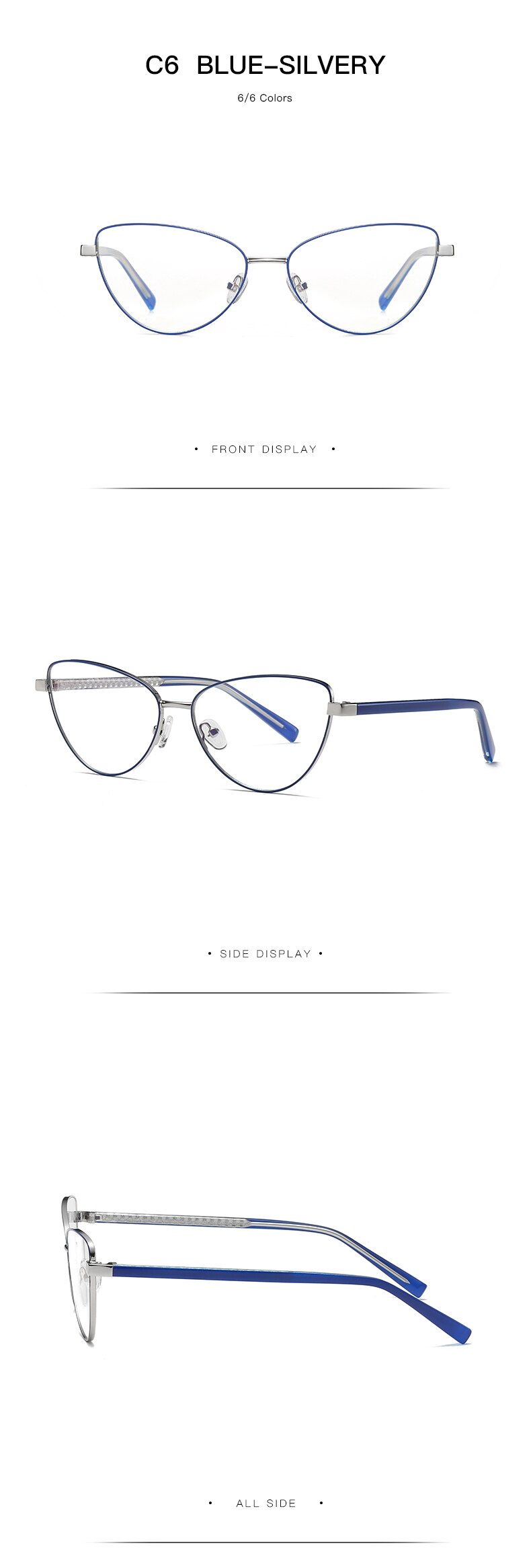 Hotochki Women's Full Rim Cat Eye Alloy Frame Eyeglasses 3006 Full Rim Hotochki