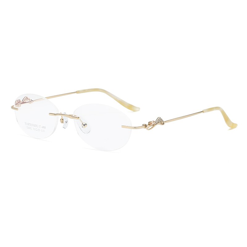 Zirosat 52052 Women's Eyeglasses Alloy Rimless Diamond Cutting Rimless Zirosat golden