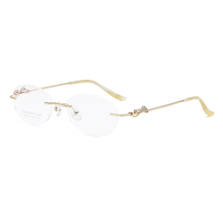 Zirosat 52052 Women's Eyeglasses Alloy Rimless Diamond Cutting Rimless Zirosat golden