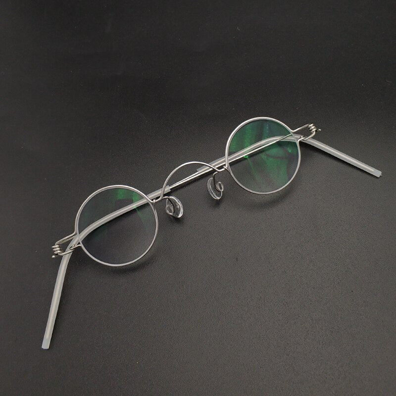 Unisex Handcrafted Small Round Eyeglasses Customizable Lenses Frame Yujo   